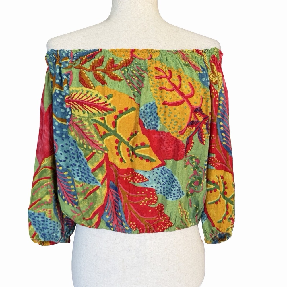 Christian Siriano New York Off Shoulder Top‎ Medium Blouse Colorful Summer Vacay